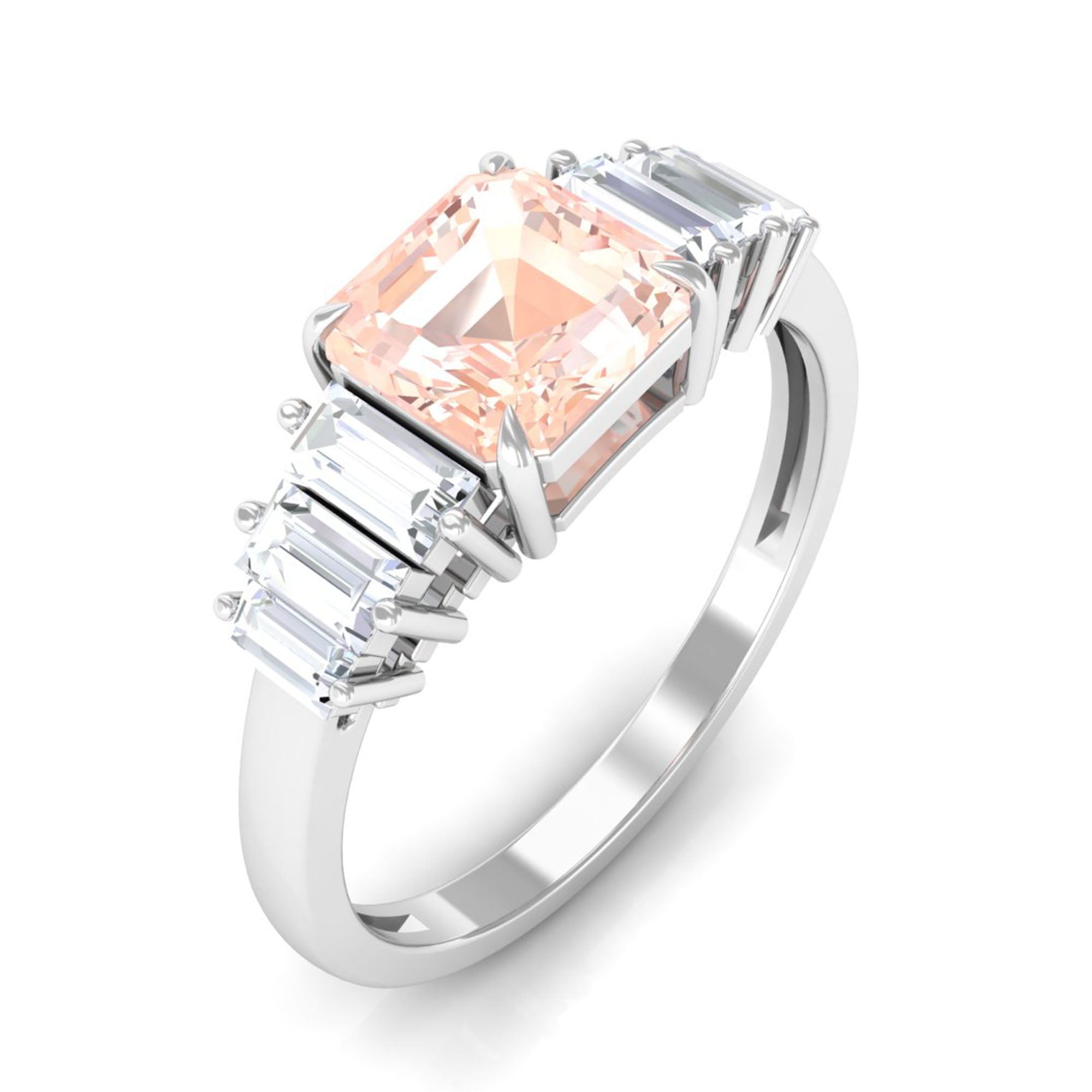 Real Morganite Designer Engagement Ring Morganite - ( AAA ) - Quality - Rosec Jewels