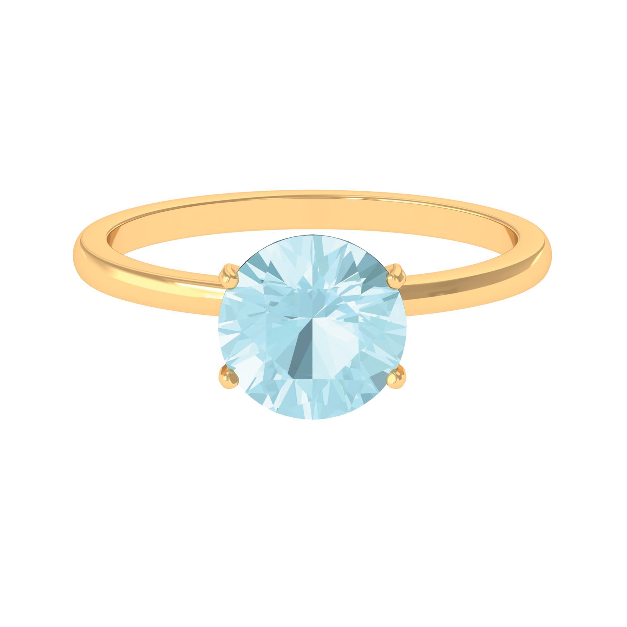 Simple Round Sky Blue Topaz Solitaire Ring Sky Blue Topaz - ( AAA ) - Quality - Rosec Jewels