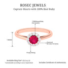 Round Ruby and Diamond Halo Engagement Ring Ruby - ( AAA ) - Quality - Rosec Jewels