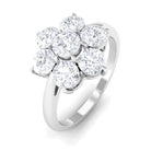 Certified Moissanite Cluster Flower Engagement Ring Moissanite - ( D-VS1 ) - Color and Clarity - Rosec Jewels