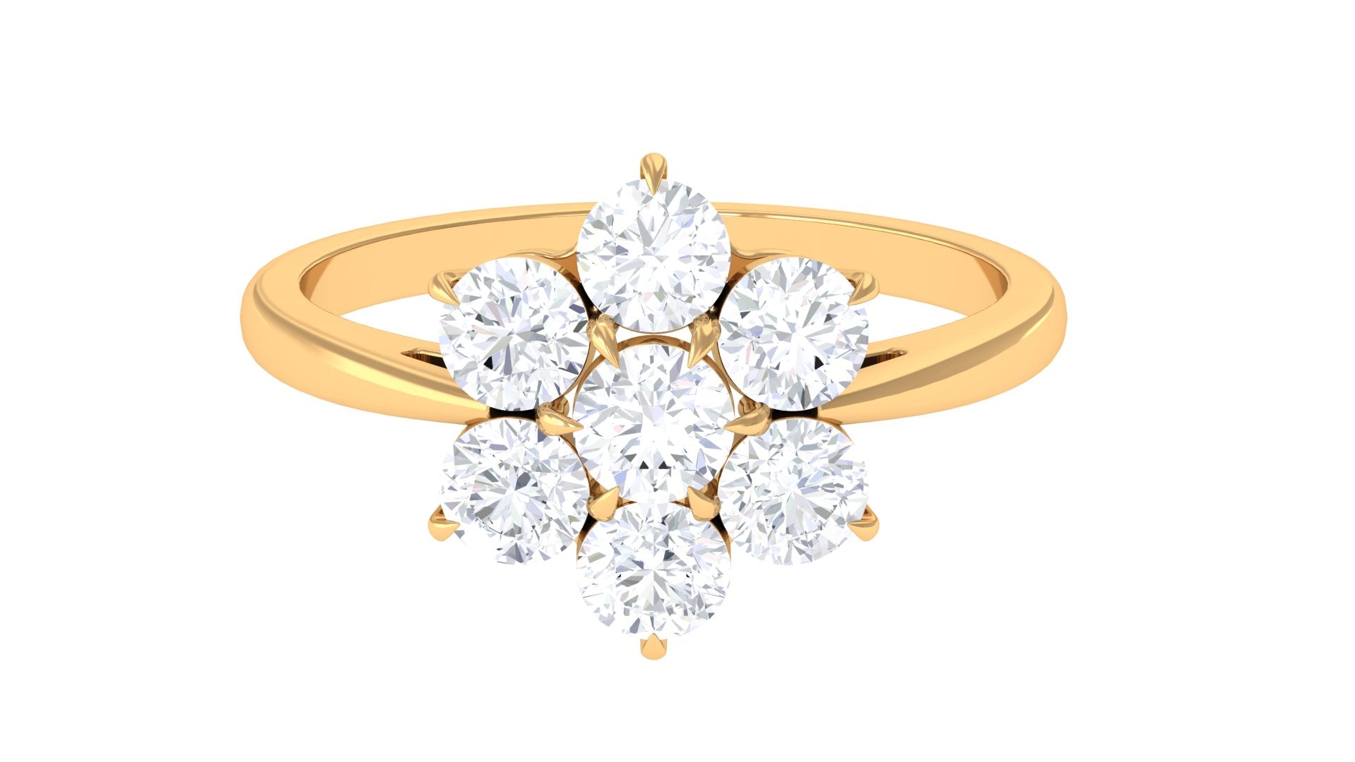 Certified Moissanite Cluster Flower Engagement Ring Moissanite - ( D-VS1 ) - Color and Clarity - Rosec Jewels