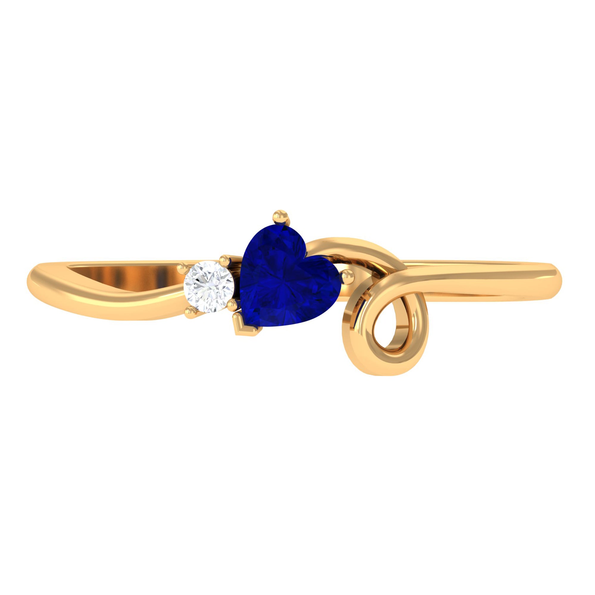 Created Blue Sapphire Twisted Promise Ring Lab Created Blue Sapphire - ( AAAA ) - Quality - Rosec Jewels