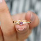 Heart Shape Real Amethyst and Diamond Twisted Promise Ring Amethyst - ( AAA ) - Quality - Rosec Jewels