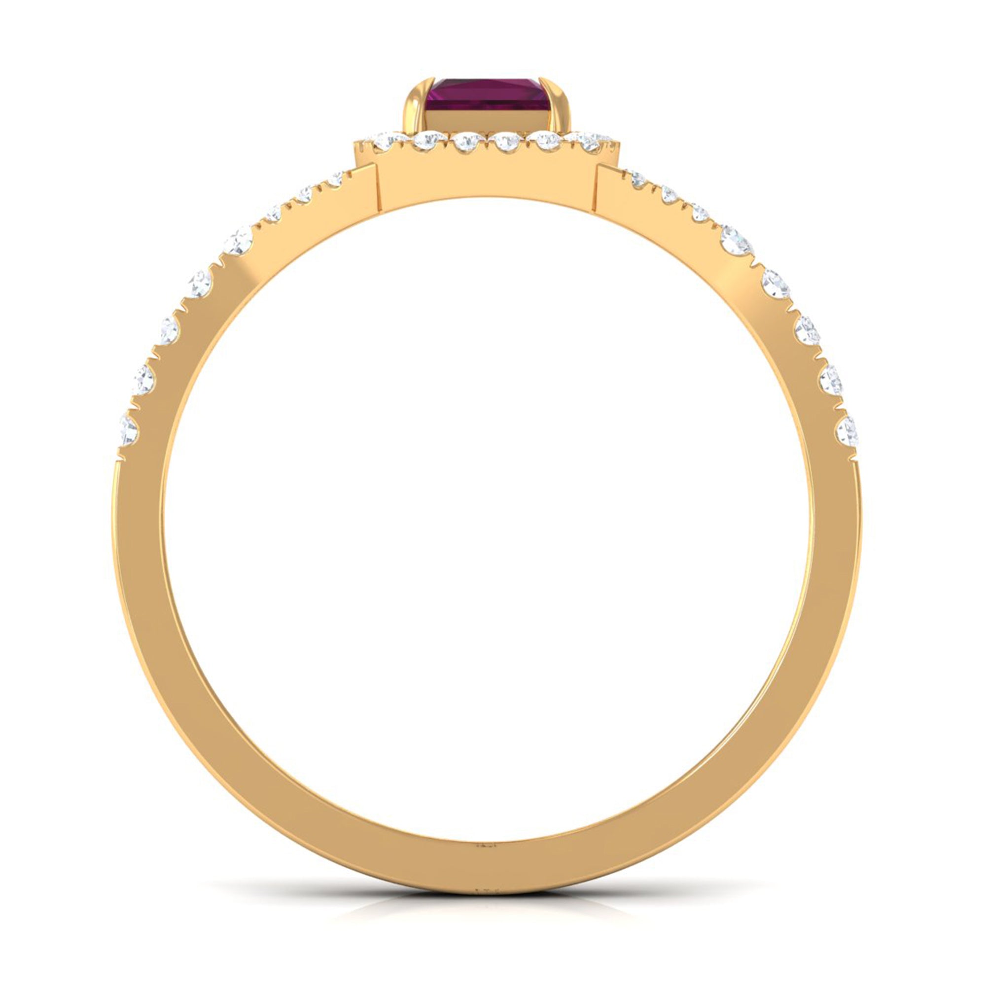 Rhodolite and Diamond Split Shank Engagement Ring Rhodolite - ( AAA ) - Quality - Rosec Jewels