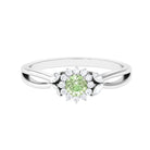 Green Sapphire and Diamond Flower Engagement Ring with Split Shank Green Sapphire - ( AAA ) - Quality - Rosec Jewels