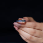 Round Created Blue Sapphire Full Eternity Ring in Channel Setting Lab Created Blue Sapphire - ( AAAA ) - Quality - Rosec Jewels