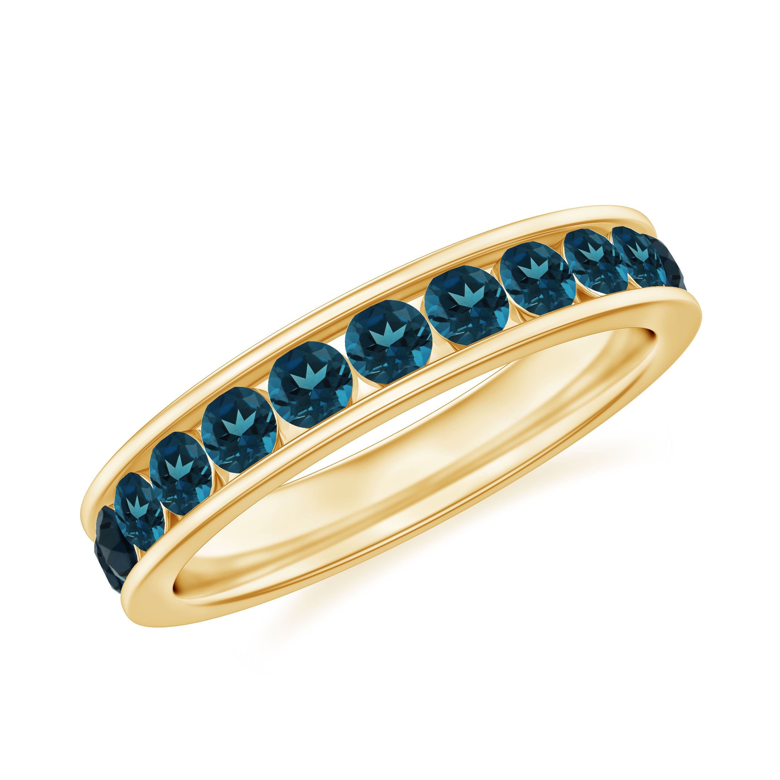 Round London Blue Topaz Full Eternity Ring in Channel Setting London Blue Topaz - ( AAA ) - Quality - Rosec Jewels