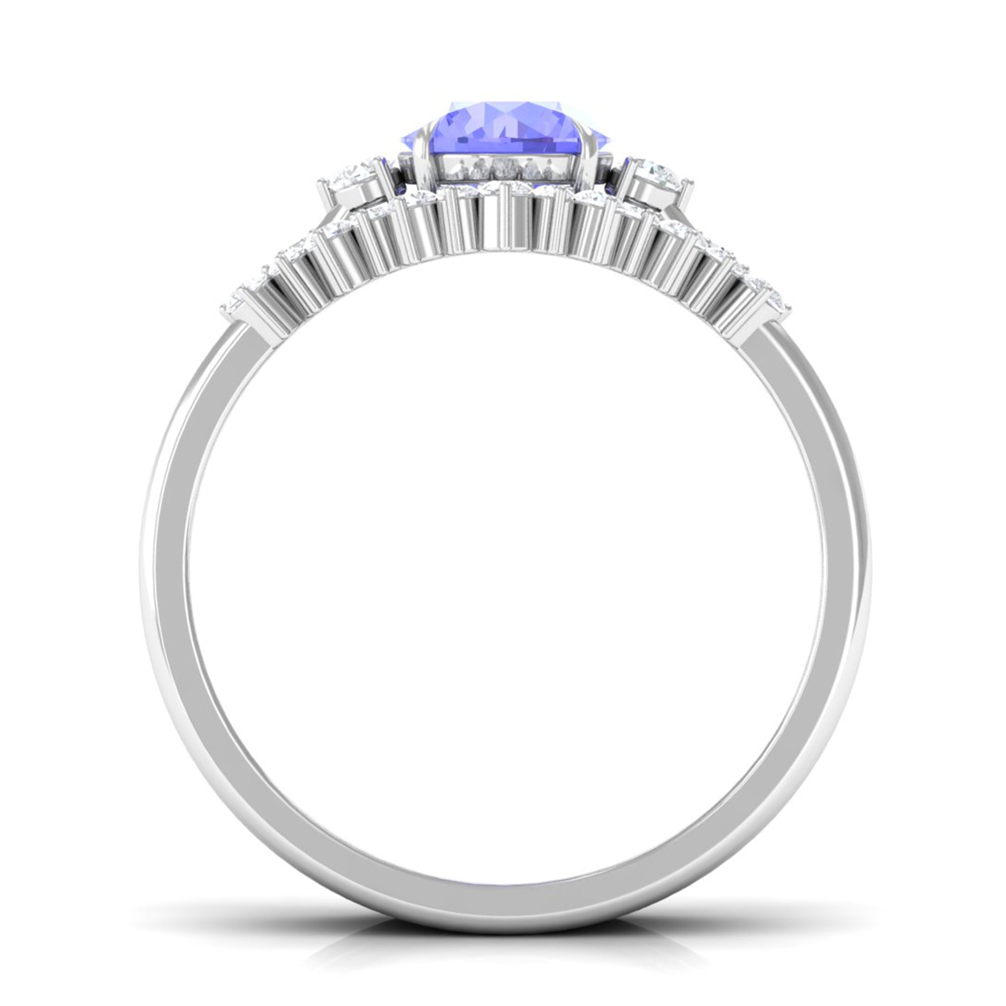 1.5 CT Round Tanzanite Designer Trio Wedding Ring Set with Diamond Tanzanite - ( AAA ) - Quality - Rosec Jewels