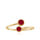 Bezel Set Ruby Two Stone Promise Ring in Bypass Shank Ruby - ( AAA ) - Quality - Rosec Jewels