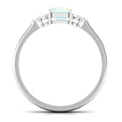 Octagon Cut Ethiopian Opal Engagement Ring with Diamond Trio Ethiopian Opal - ( AAA ) - Quality - Rosec Jewels