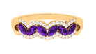 Marquise Shape Amethyst and Diamond Anniversary Band Ring Amethyst - ( AAA ) - Quality - Rosec Jewels