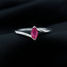 Marquise Cut Ruby Solitaire Ring in Bypass Shank Ruby - ( AAA ) - Quality - Rosec Jewels