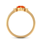 3/4 CT Simple Round Orange Sapphire and Diamond Promise Ring Orange Sapphire - ( AAA ) - Quality - Rosec Jewels