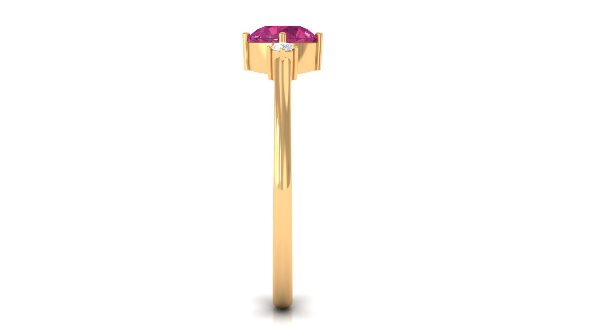 Simple Round Pink Tourmaline and Diamond Promise Ring Pink Tourmaline - ( AAA ) - Quality - Rosec Jewels