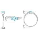 Oval Cut Aquamarine Three Stone Ring with Diamond Aquamarine - ( AAA ) - Quality - Rosec Jewels