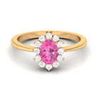 Princess Diana Inspired Oval Cut Pink Sapphire Engagement Ring Diamond Halo Pink Sapphire - ( AAA ) - Quality - Rosec Jewels