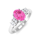 Natural Oval Cut Pink Sapphire Engagement Ring with Diamond Pink Sapphire - ( AAA ) - Quality - Rosec Jewels