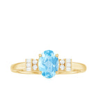 Oval Cut Aquamarine Classic Engagement Ring with Diamond Aquamarine - ( AAA ) - Quality - Rosec Jewels