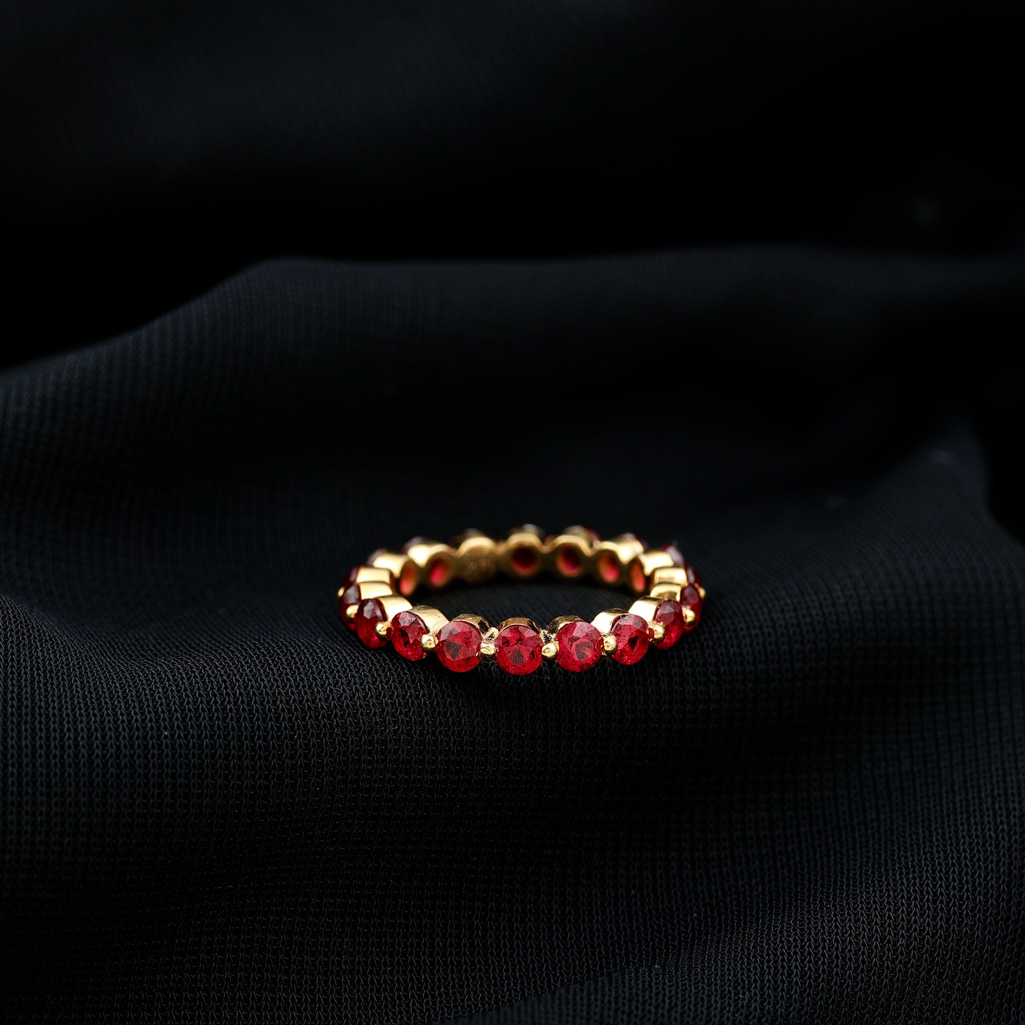 Certified Lab Created Ruby Simple Eternity Ring in Gold Lab Created Ruby - ( AAAA ) - Quality - Rosec Jewels