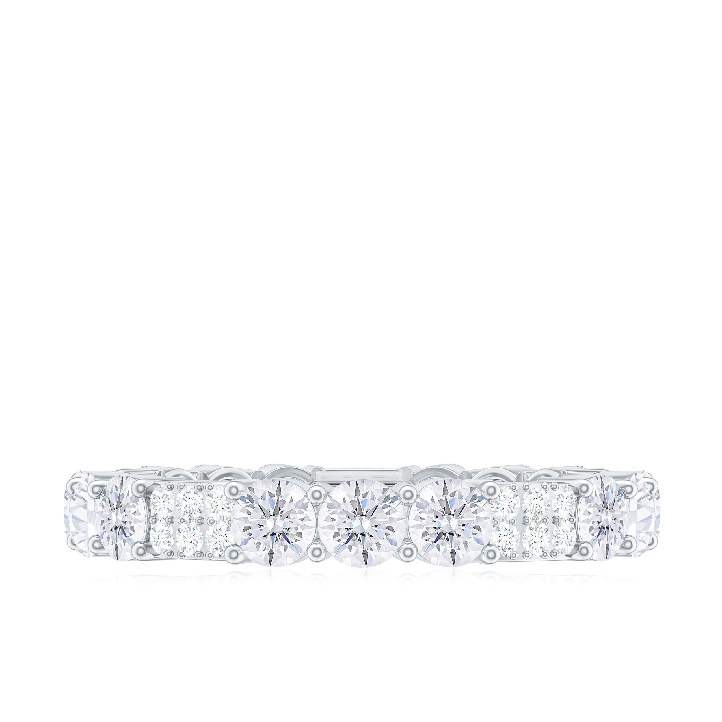 Designer Round Moissanite Full Eternity Ring Moissanite - ( D-VS1 ) - Color and Clarity - Rosec Jewels