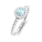 Aquamarine and Diamond Halo Engagement Ring Aquamarine - ( AAA ) - Quality - Rosec Jewels