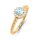 Aquamarine and Diamond Halo Engagement Ring Aquamarine - ( AAA ) - Quality - Rosec Jewels