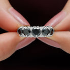 1.5 CT Natural Black Onyx and Diamond Antique Anniversary Ring Black Onyx - ( AAA ) - Quality - Rosec Jewels