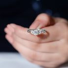 Moissanite Flower Engagement Ring with Split Shank Moissanite - ( D-VS1 ) - Color and Clarity - Rosec Jewels