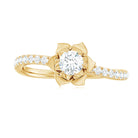 Floral Inspired Moissanite Engagement Ring in Gold Moissanite - ( D-VS1 ) - Color and Clarity - Rosec Jewels