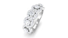 Classic Diamond Halo Half Eternity Ring Diamond - ( HI-SI ) - Color and Clarity - Rosec Jewels