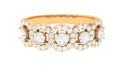 Classic Diamond Halo Half Eternity Ring Diamond - ( HI-SI ) - Color and Clarity - Rosec Jewels