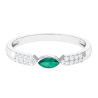 Marquise Cut Real Emerald East West Promise Ring with Diamond Emerald - ( AAA ) - Quality - Rosec Jewels