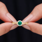 Round Lab Grown Emerald Halo Engagement Ring with Diamond Lab Created Emerald - ( AAAA ) - Quality - Rosec Jewels