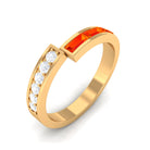 Baguette Cut Orange Sapphire and Diamond Designer Band Ring Orange Sapphire - ( AAA ) - Quality - Rosec Jewels