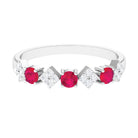 Classic Ruby and Diamond Half Eternity Ring Ruby - ( AAA ) - Quality - Rosec Jewels