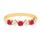 Classic Ruby and Diamond Half Eternity Ring Ruby - ( AAA ) - Quality - Rosec Jewels