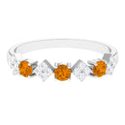 Natural Citrine and Diamond Half Eternity Band Ring in Gold Citrine - ( AAA ) - Quality - Rosec Jewels