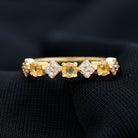 Natural Citrine and Diamond Half Eternity Band Ring in Gold Citrine - ( AAA ) - Quality - Rosec Jewels