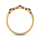 Created Blue Sapphire and Diamond Half Eternity Band Ring Lab Created Blue Sapphire - ( AAAA ) - Quality - Rosec Jewels