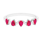 Pear Cut Natural Ruby and Diamond Half Eternity Ring Ruby - ( AAA ) - Quality - Rosec Jewels