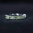 Oval Cut Peridot and Diamond Half Eternity Ring Peridot - ( AAA ) - Quality - Rosec Jewels