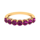 Classic Rhodolite and Moissanite Half Eternity Band Rhodolite - ( AAA ) - Quality - Rosec Jewels