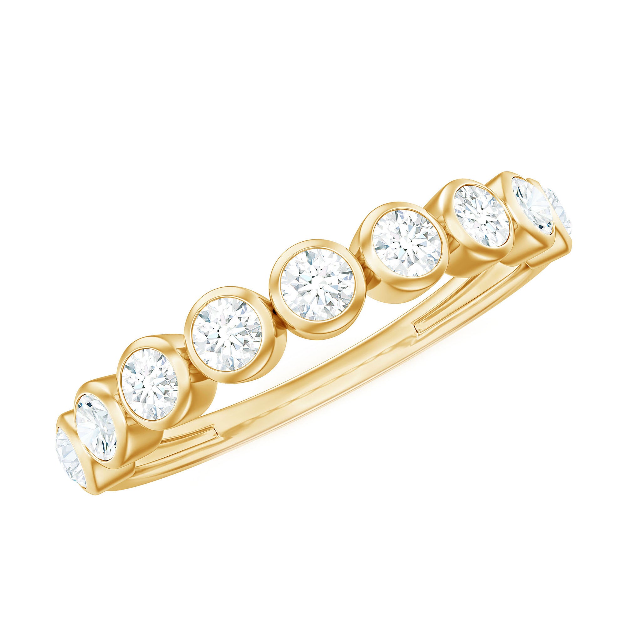 Rosec Jewels-Bezel Set Moissanite Half Eternity Band Ring