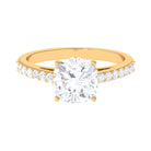 2.50 CT Cushion Cut Moissanite Solitaire Ring with Side Stones Moissanite - ( D-VS1 ) - Color and Clarity - Rosec Jewels