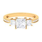 Princess Cut Zircon Three Stone Engagement Ring Zircon - ( AAAA ) - Quality - Rosec Jewels