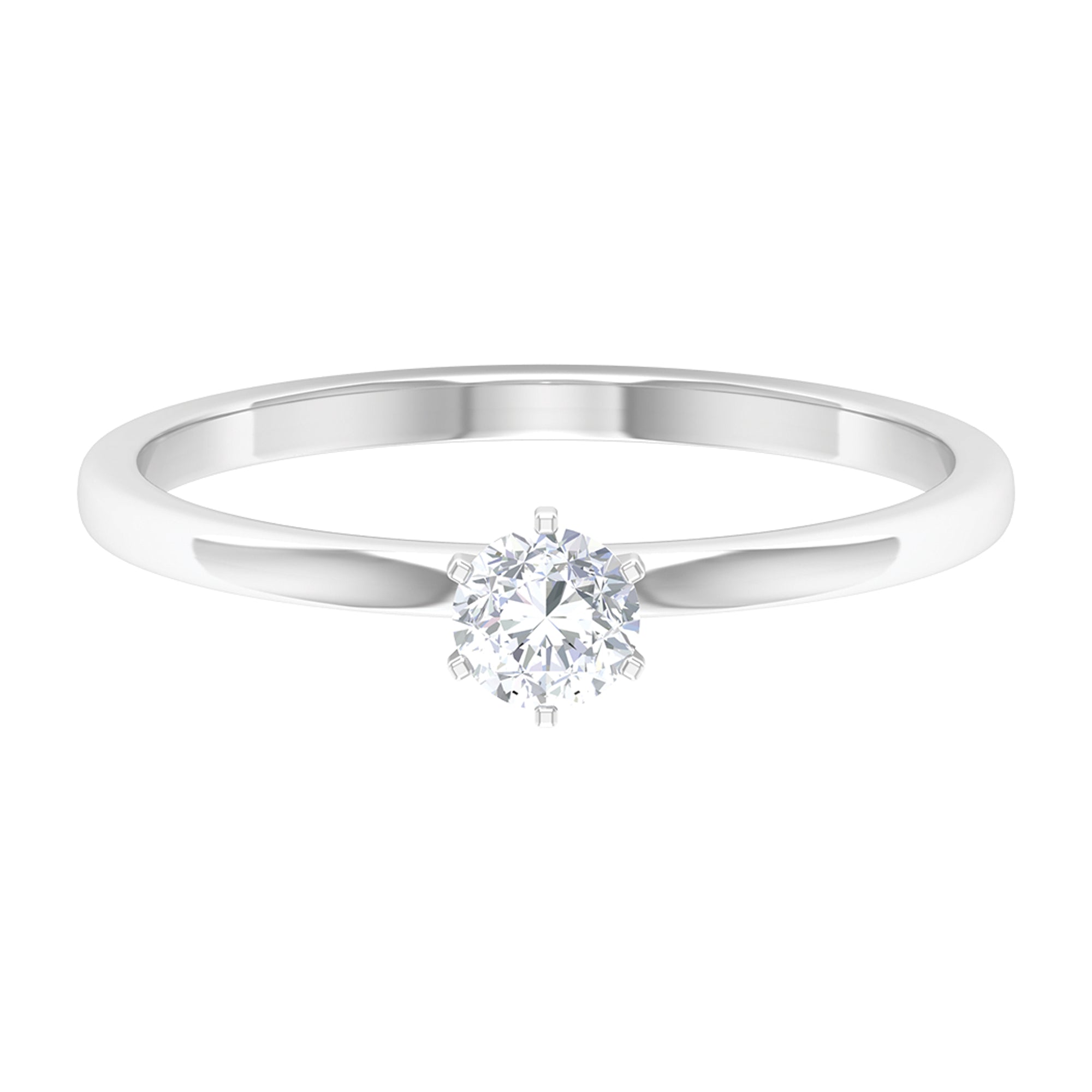 5 MM Round Zircon Solitaire Promise Ring Zircon - ( AAAA ) - Quality - Rosec Jewels