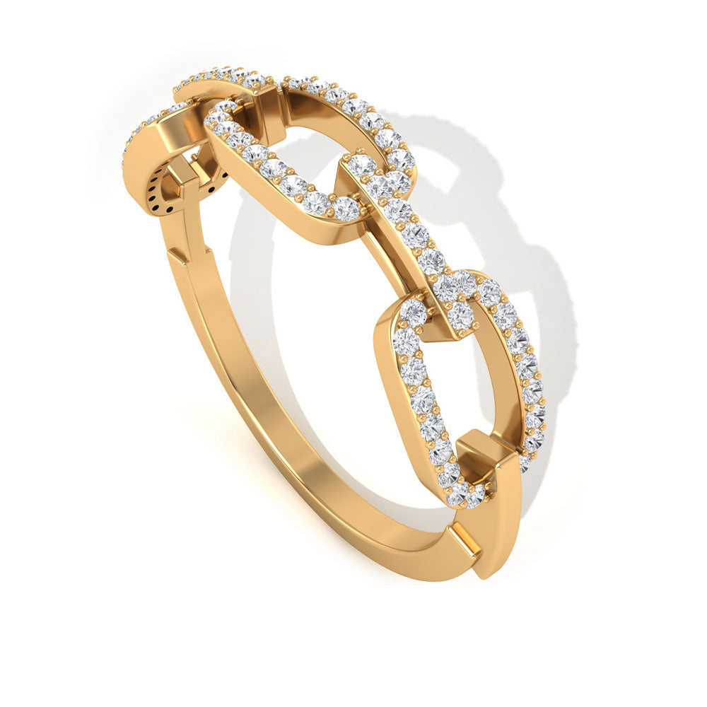 Minimal Cubic Zirconia Chain Link Ring Zircon - ( AAAA ) - Quality - Rosec Jewels