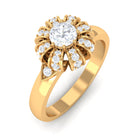 Classic Zircon Floral Engagement Ring Zircon - ( AAAA ) - Quality - Rosec Jewels