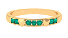 1/4 CT Channel Set Emerald and Gold Heart Stackable Ring for Women Emerald - ( AAA ) - Quality - Rosec Jewels