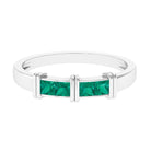 Princess Cut Emerald Band Ring in Channel Setting Emerald - ( AAA ) - Quality - Rosec Jewels